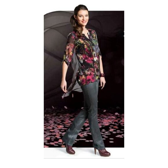 Cartise Semi-Sheer Floral Blouse Tunic Top Sz 8 NWT - Picture 5 of 5